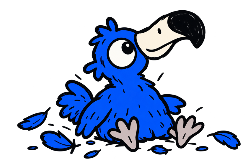 Brim's mascot, a blue dodo